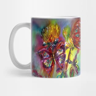 VIBRANT SPARKLING BUTTERFLIES ON YELLOW THISTLES Pink Blue Floral Mug